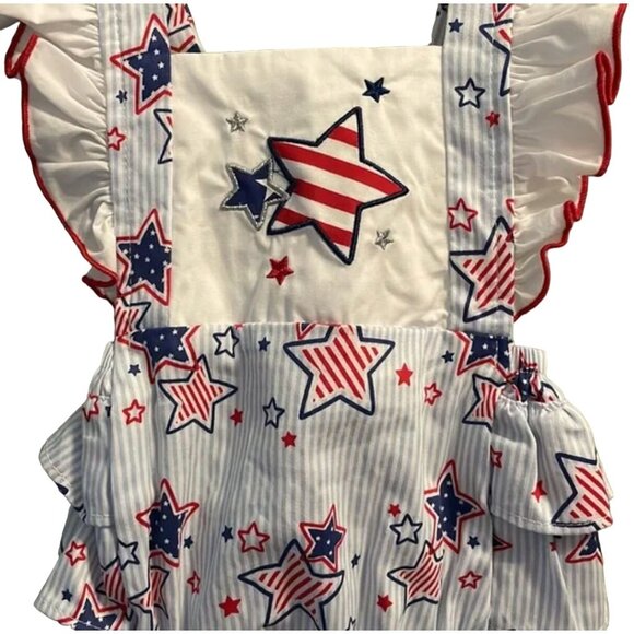 Good Lad Patriotic Star Ruffle Bubble Romper Infant Girls Size 12 Months Very ge - Picture 4 of 4